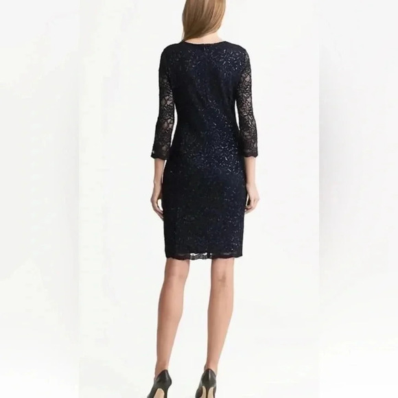 Banana Republic L'Wren Scott Collection Navy Lace Metallic Dress Size 4 NWT - Picture 3 of 15